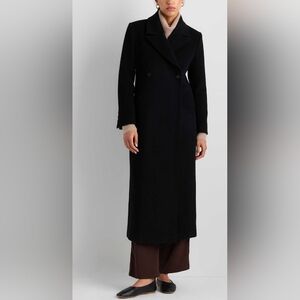 Quince Wool Cashmere Tailored Long Coat In Black $200, Sz XS, NWT!